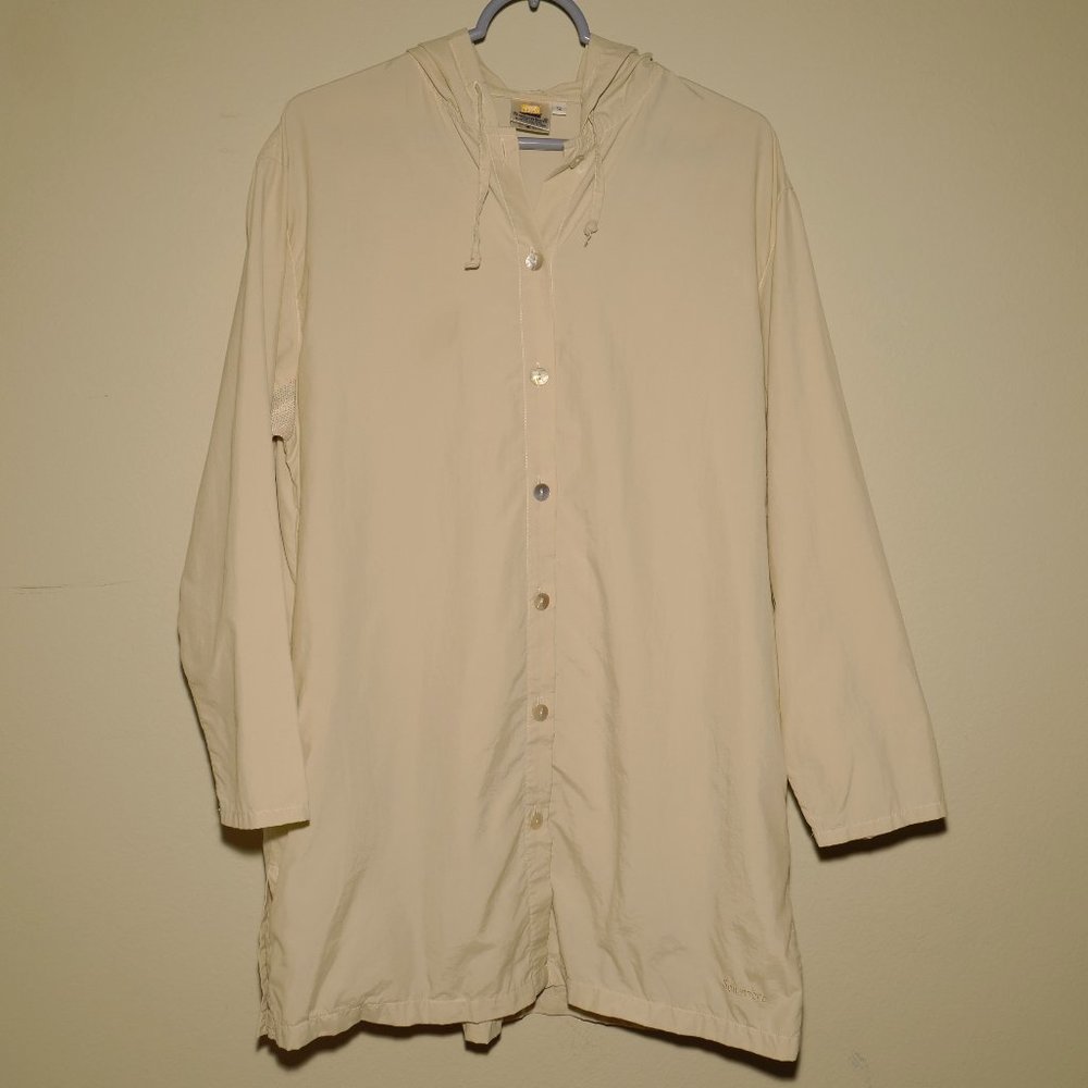 Solumbra Sun Protection Button Front Hooded Beach Cover-up (Dark Cream)